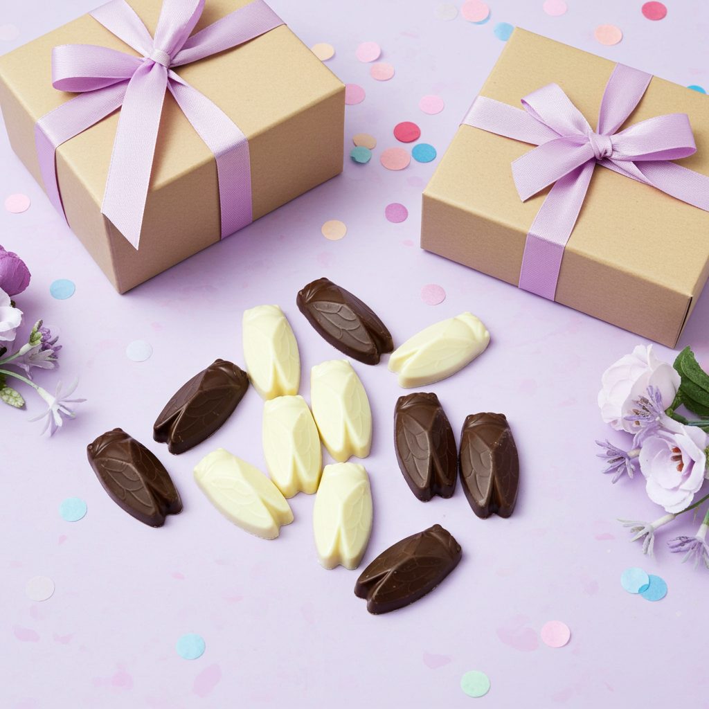 Coffret Cigales- Chocolat Blanc,Lait et Noir Fourrés Praliné Croustillant