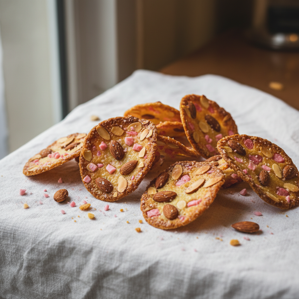 Tuiles artisanales amandes et pralines rose